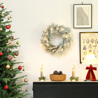 60cm/ 24inch Flocked Prelit Christmas Wreath