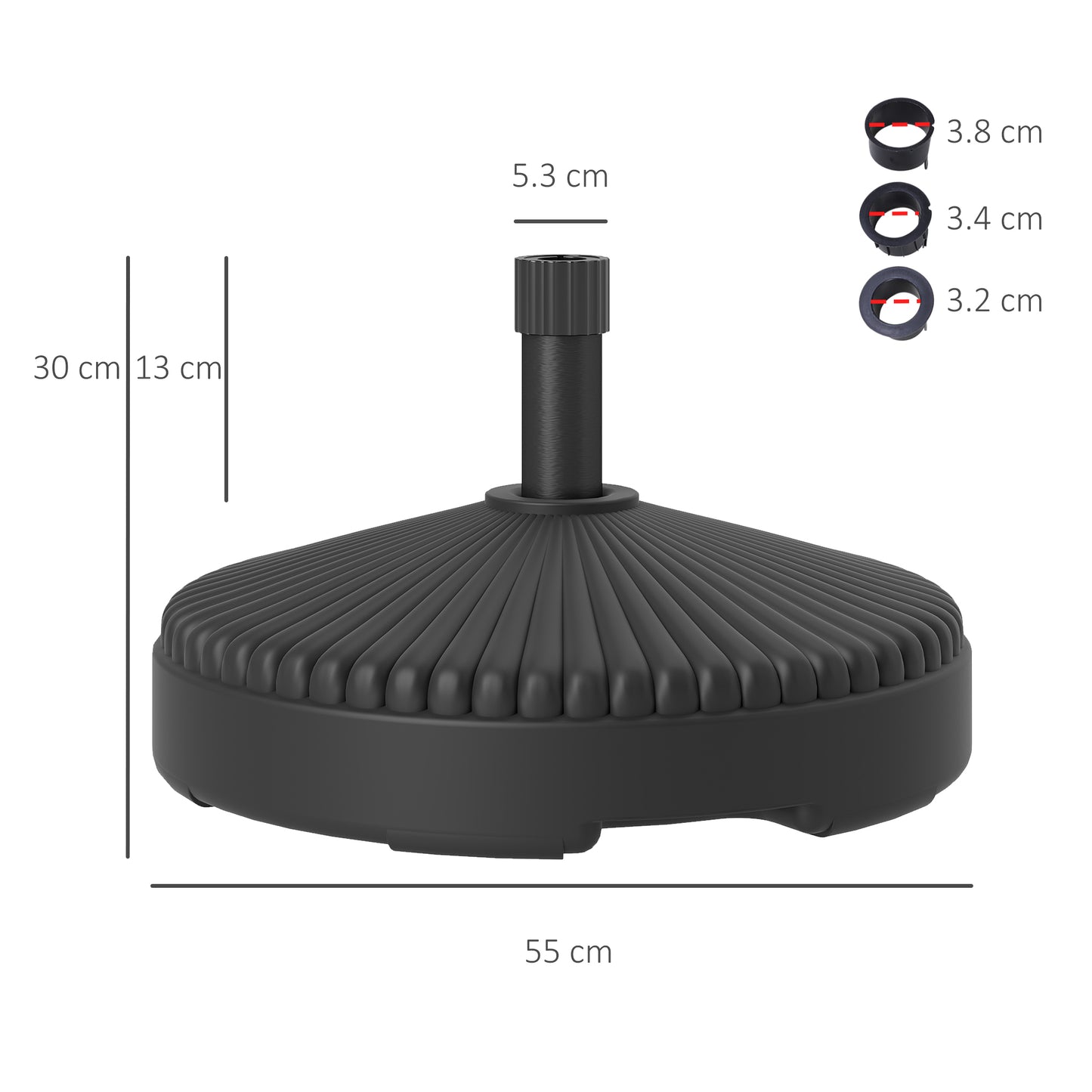 Garden Parasol Base Holder, 28kg Sand Filled, 23kg Water Filled, Sun Umbrella Base, Φ55 x 30H cm Black