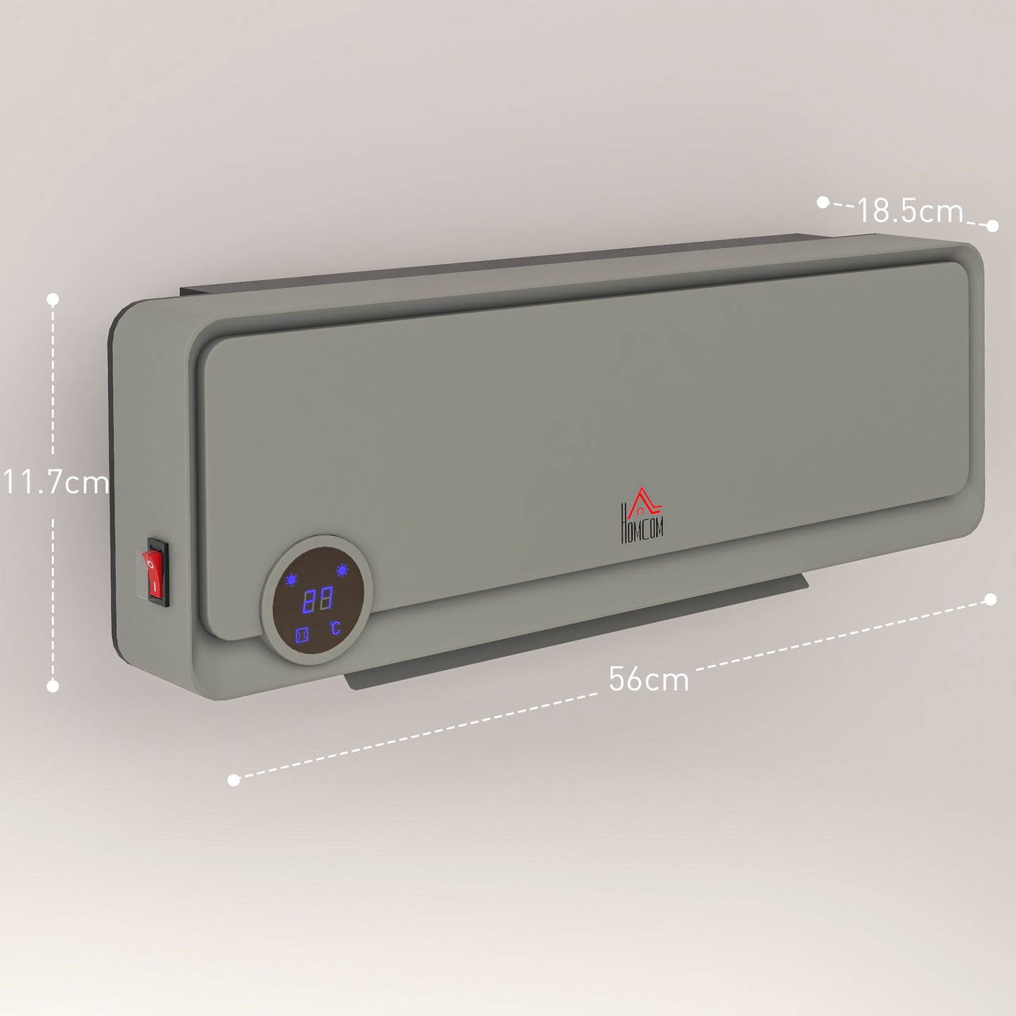 Wall Downflow Heater 2 Heat and Fan 1000W/2000W, Electric Space Heater with Timer Remote Oscillating