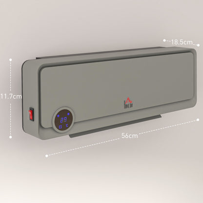 Wall Downflow Heater 2 Heat and Fan 1000W/2000W, Electric Space Heater with Timer Remote Oscillating