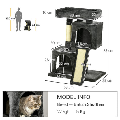 Cat Tree for Indoor Cats 81cm Cat Scratching Post Scratch Board Kitten Tower Climbing Frame, Black