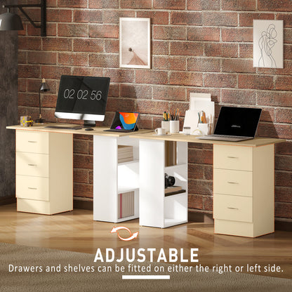 Computer Desk with Drawers, Home Office Desk, Writing Table, PC Workstation with 3 Storage Shelves for Working, Study