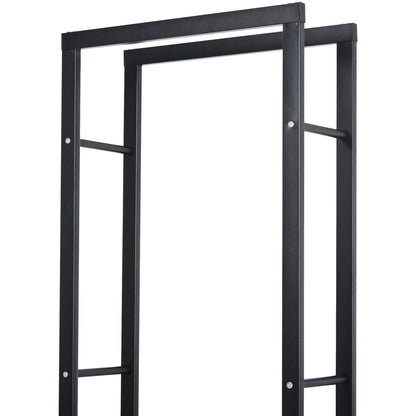 Metal Firewood Log Holder Tall Firewood Rack Indoor Outdoor Fireplace Wood Storage Shelf with Side Rails, Rust-Resistant
