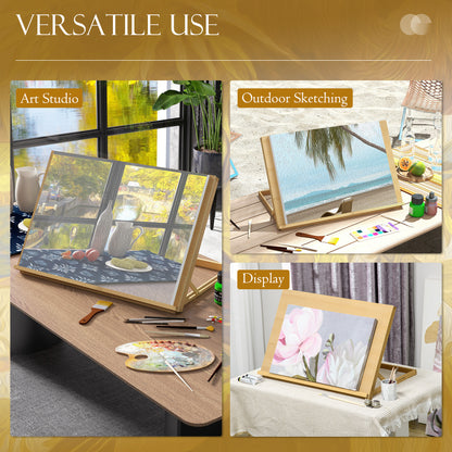 A2 Table Easel, Wooden Drawing Board, Adjustable Desktop Workstation Board for Artists & Crafters