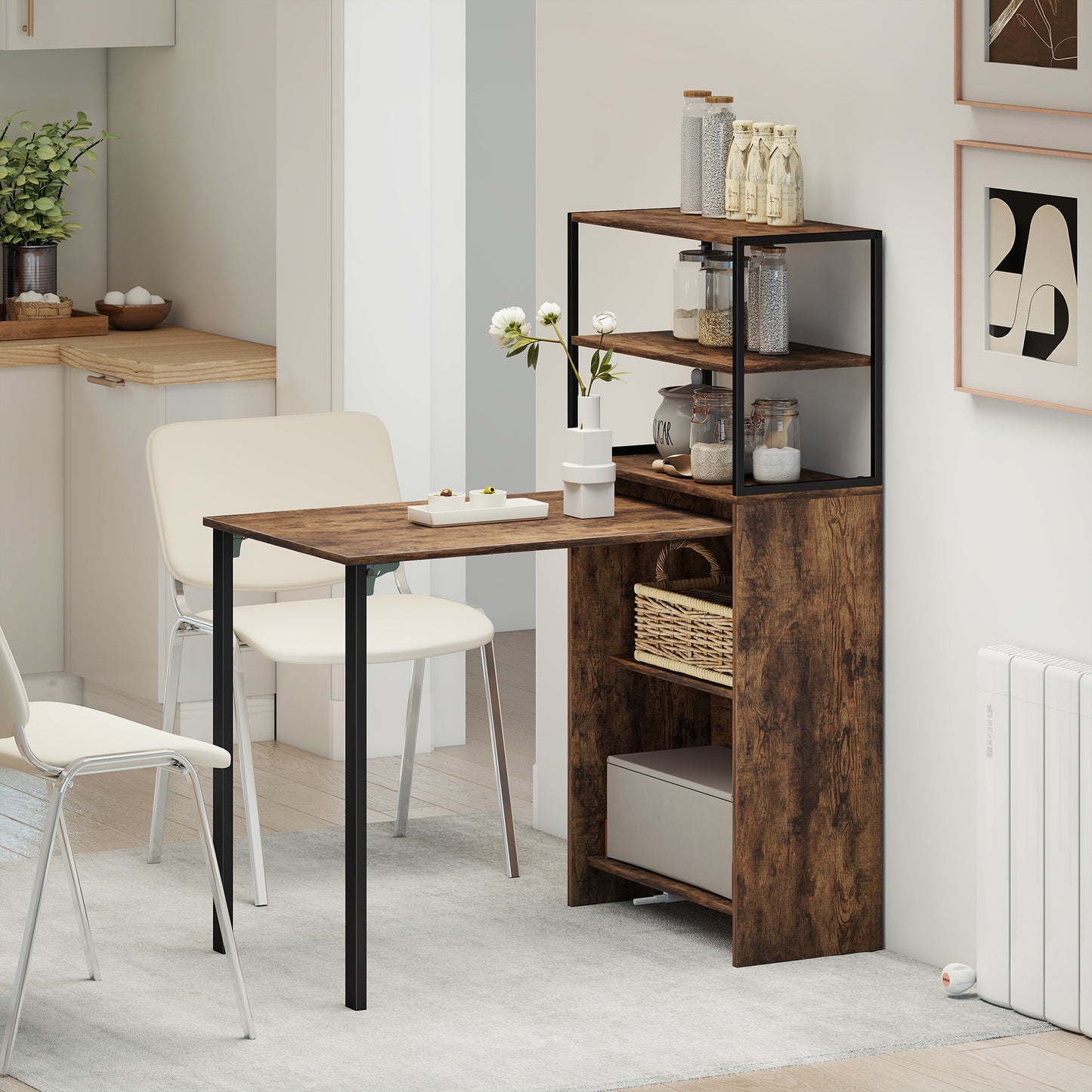 Folding Shelf and Work Table - Brown/Black