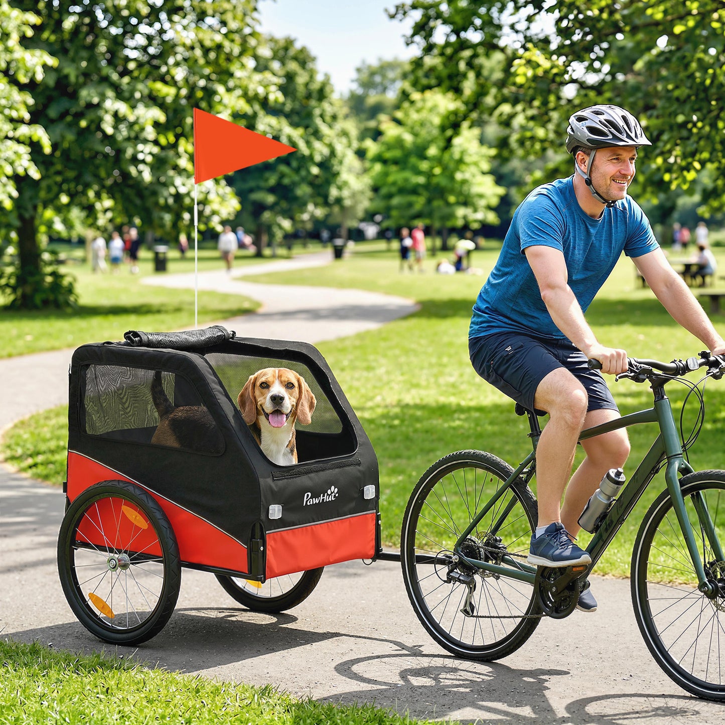 Dog Bike Trailer, Dog Cart Bicycle Carrier for Small and Medium Pets with 20" Inflatable Rubber Wheels, Red