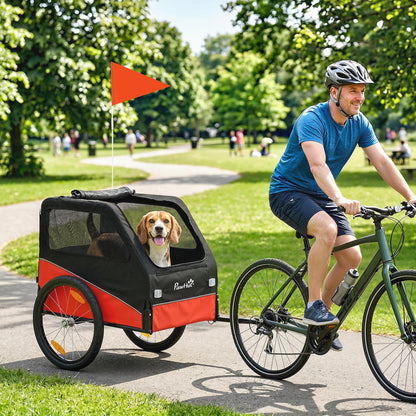 Dog Bike Trailer, Dog Cart Bicycle Carrier for Small and Medium Pets with 20" Inflatable Rubber Wheels, Red