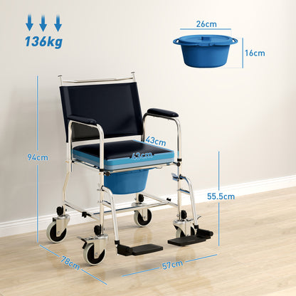 3-In-1 Commode Wheelchair - Black