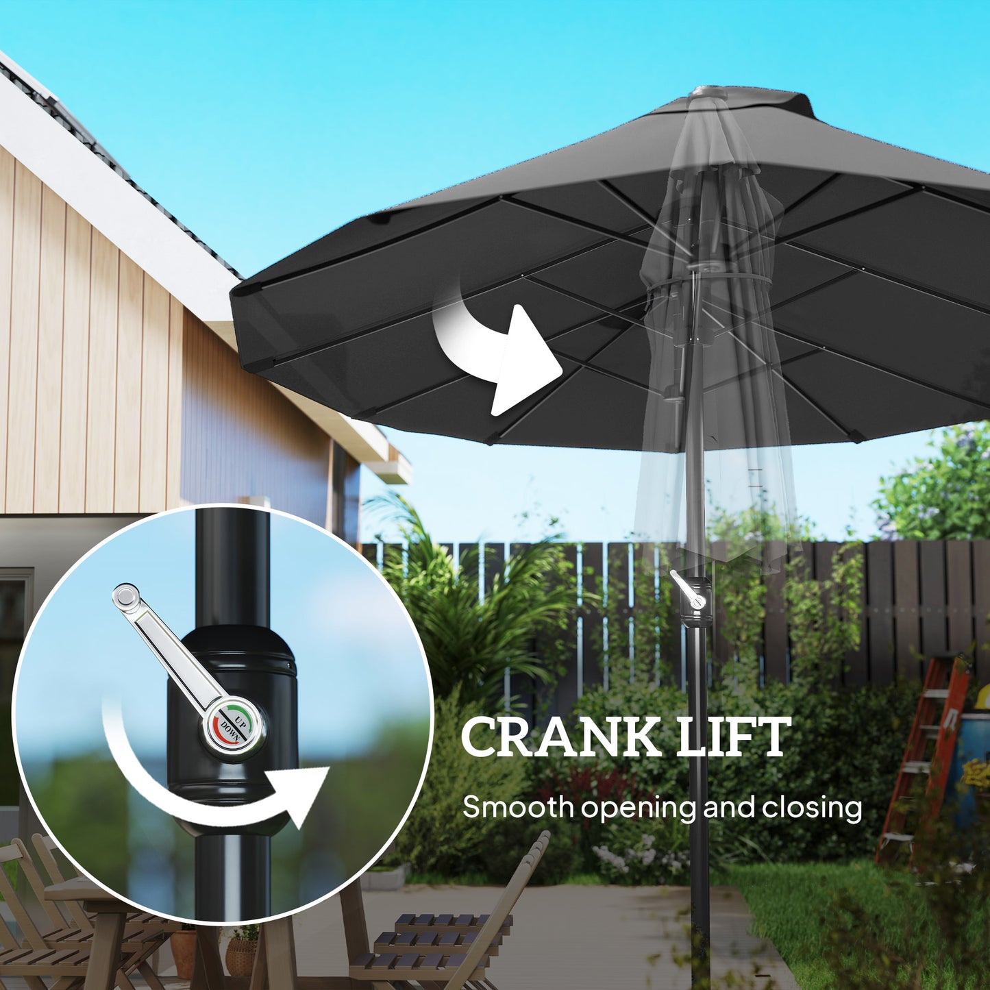 4.6m Double Garden Parasol - Black