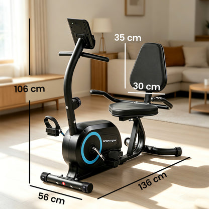Recumbent Exercise Bike for Home, Stationary Bike with Bluetooth, App Connectivity, Quiet 8-Level Magnetic Resistance