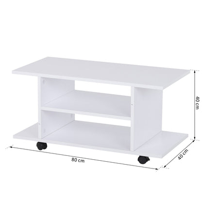 Modern TV Stand with Storage Shelves – White