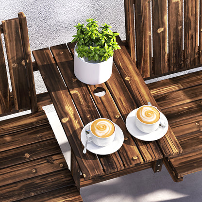 2-Seater Garden Loveseat with Table and Parasol Hole for Porch, Patio, Carbonised Finish