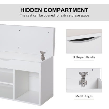 Wooden Shoes Cabinet Bench Hidden Storage Padded Seat Organiser Footwear Rack Hallway White 80 x 30 x 47 cm