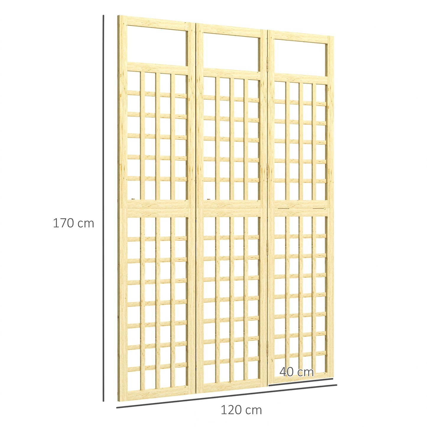3-Panel Garden Privacy Screen, Freestanding Foldable Wooden Outdoor Divider/Trellis