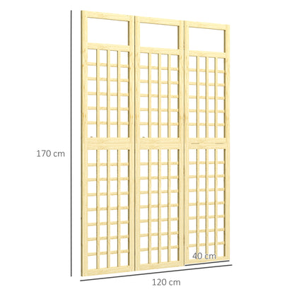 3-Panel Garden Privacy Screen, Freestanding Foldable Wooden Outdoor Divider/Trellis