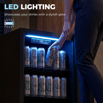 70L Drinks Fridge, 70 Can Under Counter Freestanding Beer Fridge with LED Light