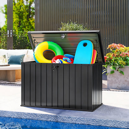 400L Galvanised Steel Garden Storage Box, Black