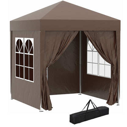 2 x 2 m Garden Pop Up Gazebo, Wedding Party Tent Marquee, Water Resistant Awning Canopy with Sidewalls, Windows, Carry Bag