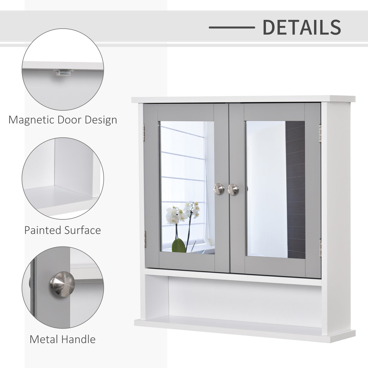 Bathroom Wall Storage Cabinet - Grey