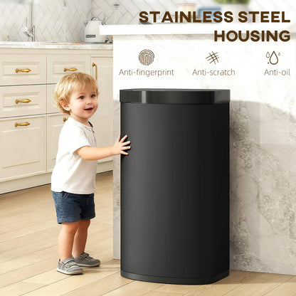 55L Sensor Bin with Soft-Close Lid, Automatic Touchless Motion Sensor Kitchen Bin with Fingerprint Resistant Stainless Steel
