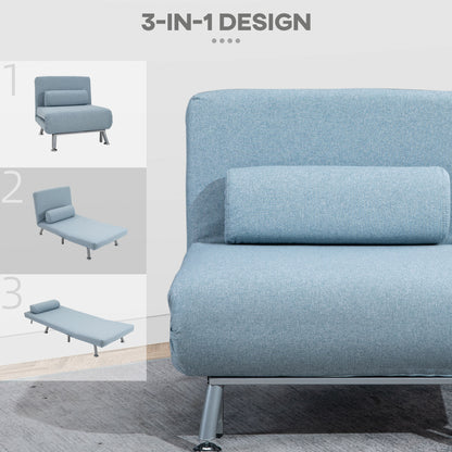 3-in-1 Convertible Chair Bed – Sky Blue