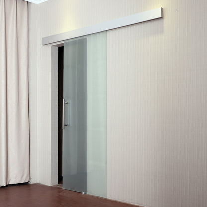 90cm Modern Sliding Door Set Kit w/ Frosted Glass Door Aluminium Rail Opaque Home Decoration DIY Office Style