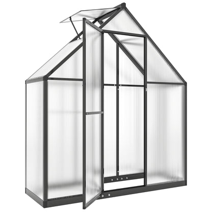 Polycarbonate Greenhouse with Swing Door and Adjustable Window, Walk-in Greenhouse, 5.5 x 2ft, Black