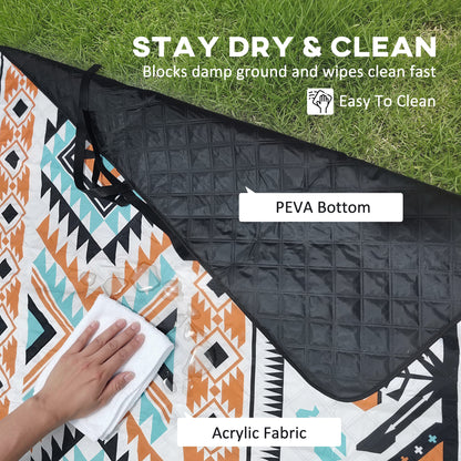 Picnic Blanket, 300x200CM Large Beach Blanket Outdoor Picnic Mat with Integrated Strap for Camping, Mix-Colour