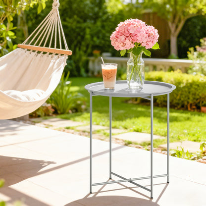 Steel Removable Tray Top Garden Table - White