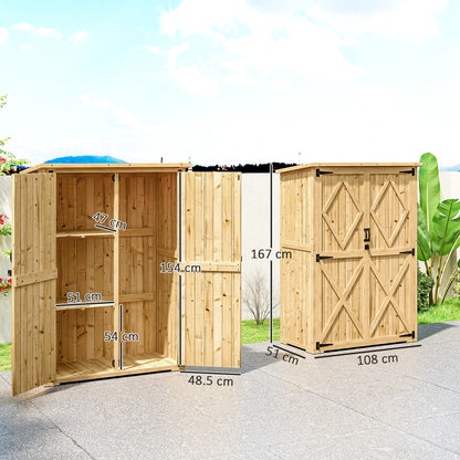 Wooden Garden Storage Shed, Tool Storage Cabinet with Asphalt Roof and 2 Shelves for Garden Tools, Equipment