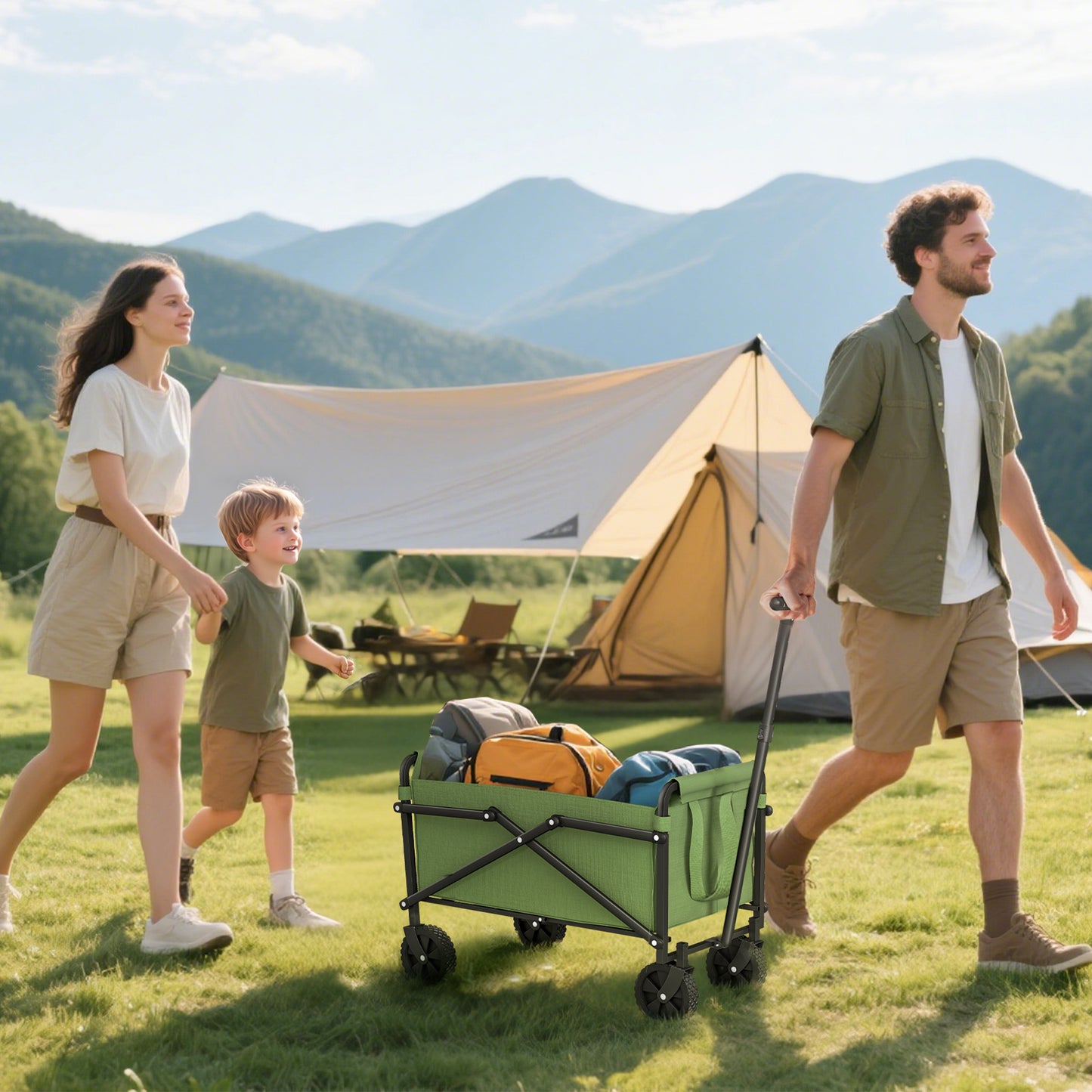 62L Festival Trolley on Wheels, Portable Small Folding Trolley Cart