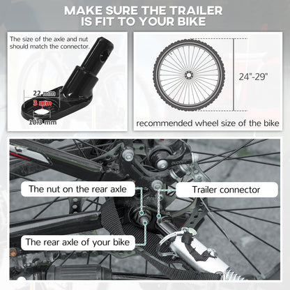 Baby Bike Trailer, Child Bicycle Trailer with 5 Point Harness, Steel Frame, Reflectors, Safety Flag, Hitch Coupler, Red
