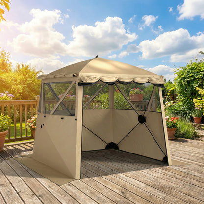 Pop Up Gazebo Waterproof Instant Shelter with Awning Mesh Windows for Camping Patio 2 x 2 m, Khaki