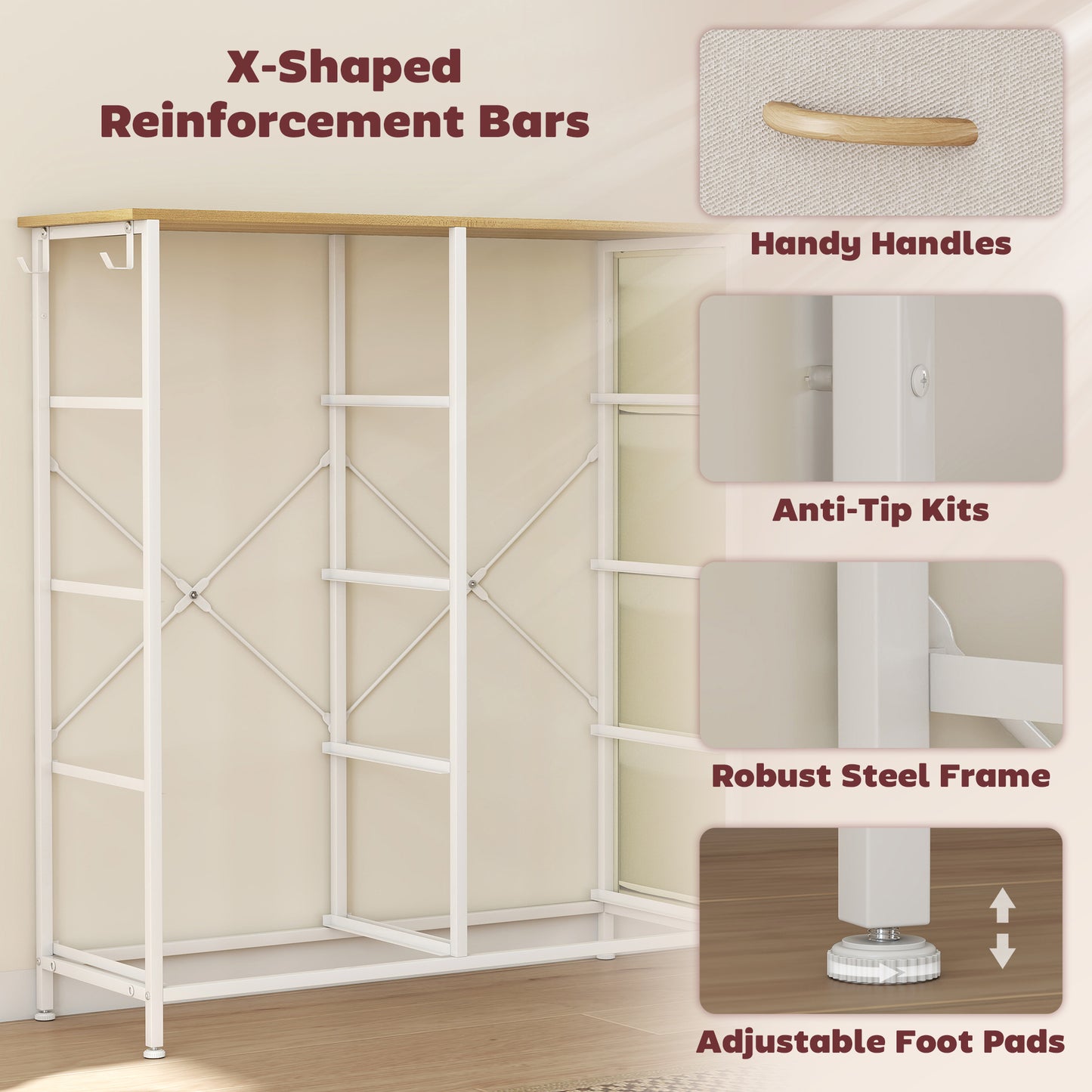 Chest of Eight Fabric Drawers - Beige