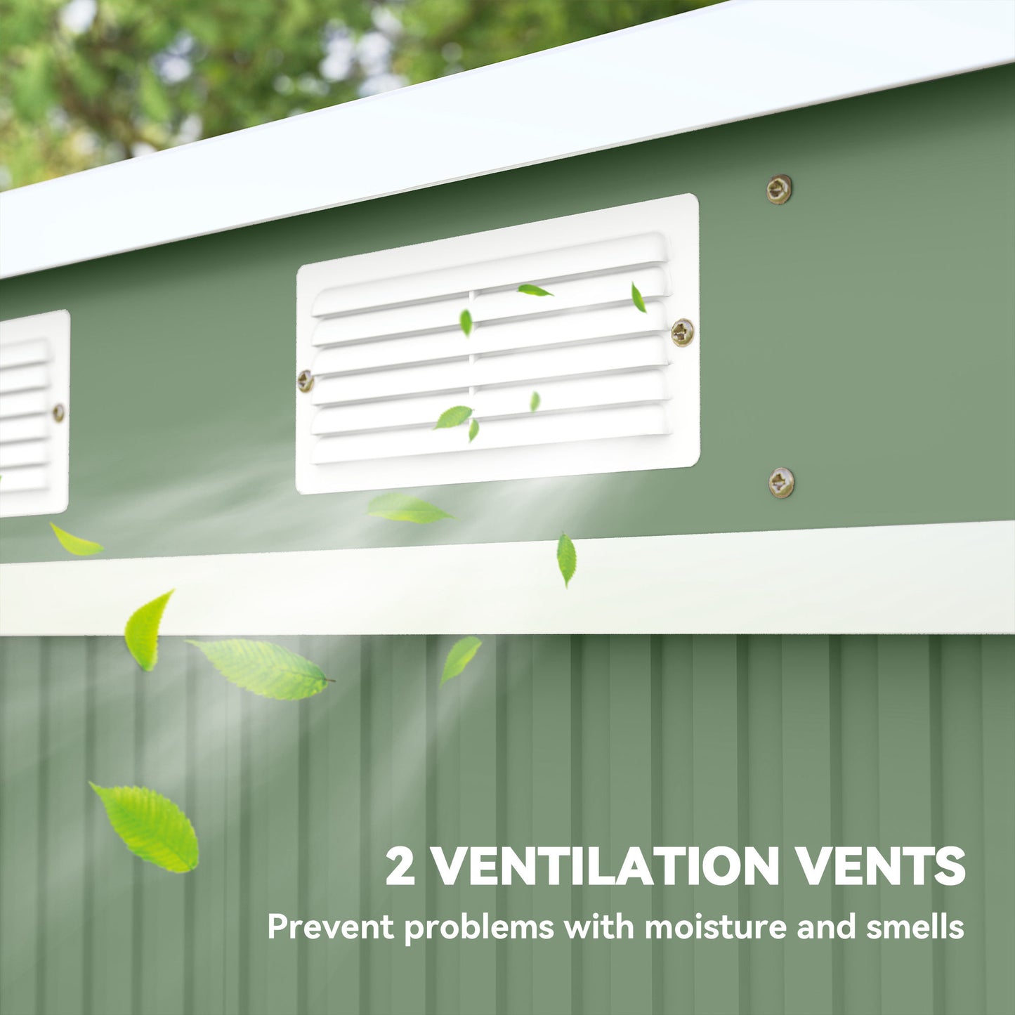 7 x 4ft Galvanised Steel Garden Shed, with Foundation Kit - Green