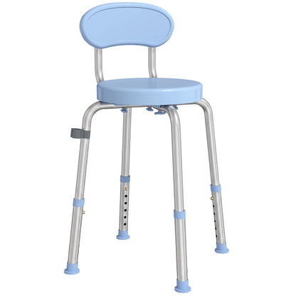 360° Swivel Shower Stool with Aluminium Frame, 5-Level Adjustable Height, Backrest, Non-Slip Shower Chair for Elderly