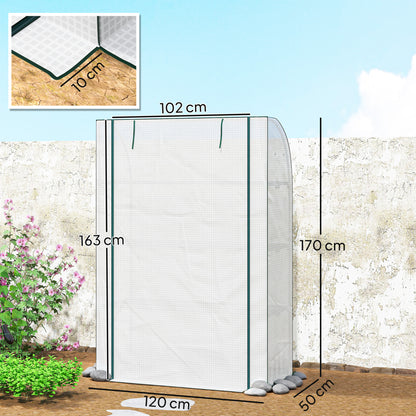 Mini Greenhouse with Reinforced PE Cover, Portable Indoor Outdoor Green House with Roll-up Door, 170 x 120 x 50cm, White