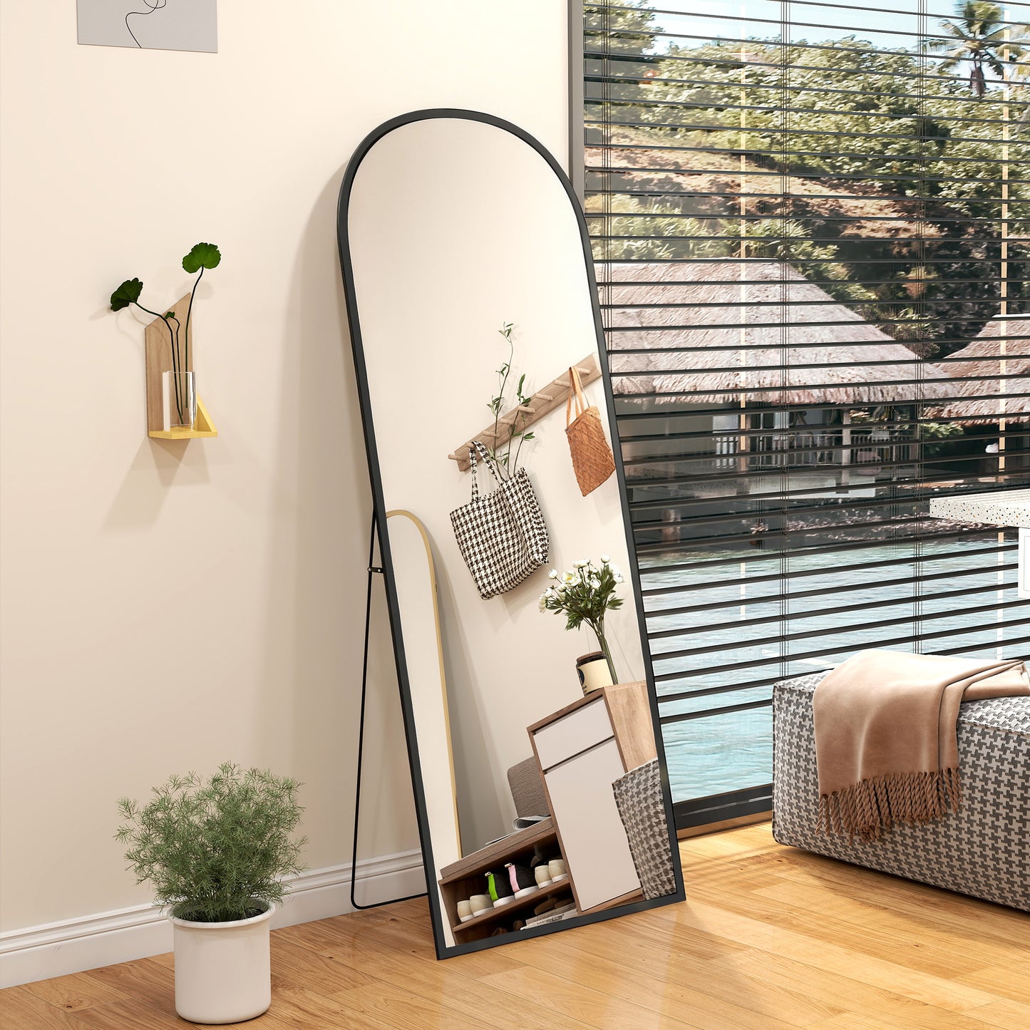 165cm Aluminium Frame Standing Mirror - Black