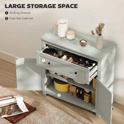 Sideboard Storage Cabinet, Modern Kitchen Cupboard with Adjustable Shelf, Drawer and Double Doors, Green