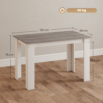 Dining Table for 4-6 People, Kitchen Table with Wood Effect for Dining Room, Grey