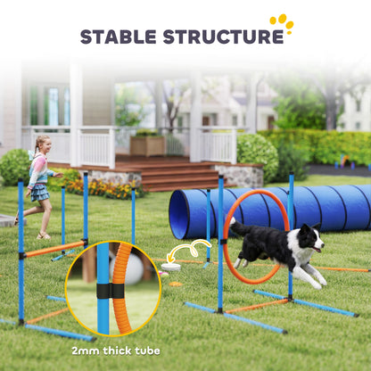 Dog Agility Equipment, 8PCS Agility Training Set with Tunnel, Weave Poles, Adjustable Hurdles, Jump Ring