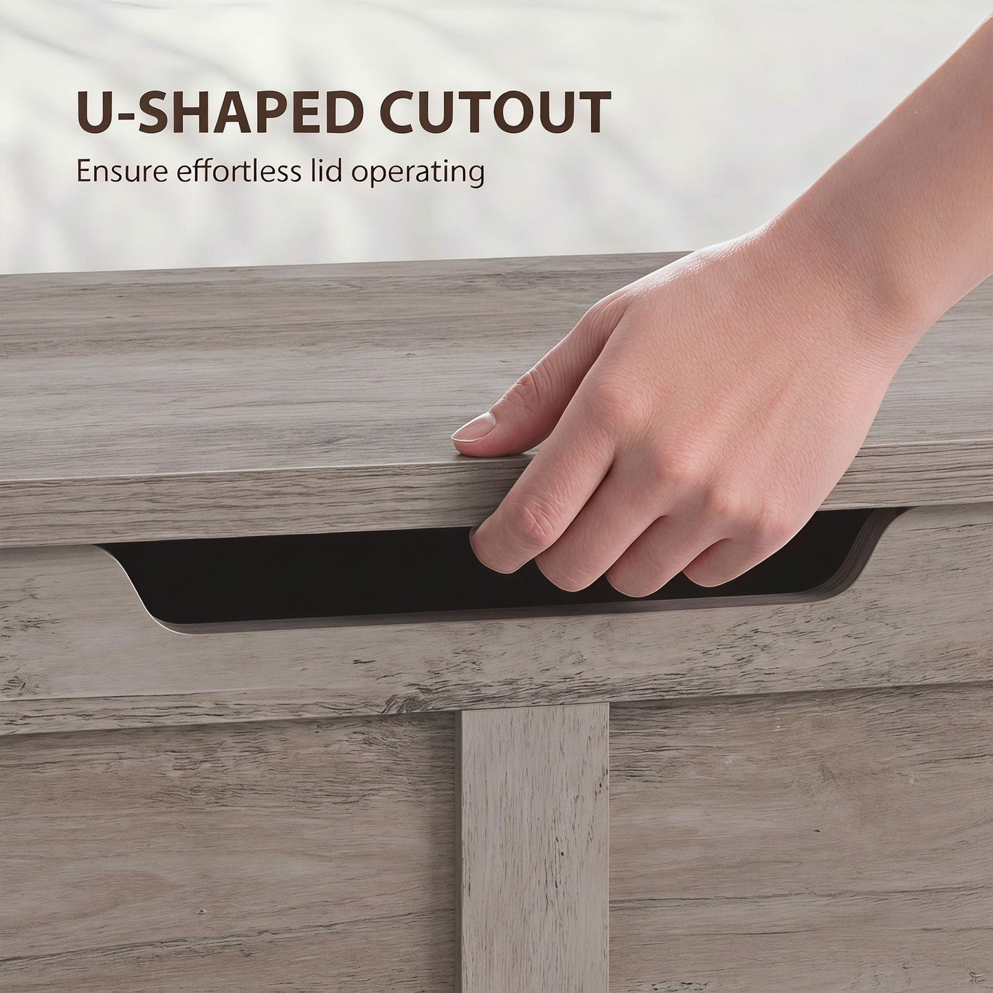127L Home Storage Box, with Safety Hinges - Grey Wood-Effect