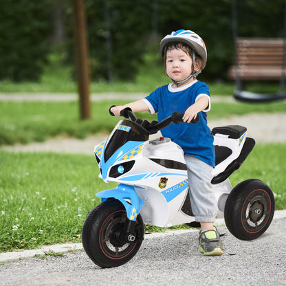 Kids Ride-On Police Bike 3-Wheel Vehicle w/ Music Lights Seat Handlebars Toddler NO POWER Child Learning Fun Development 18-3