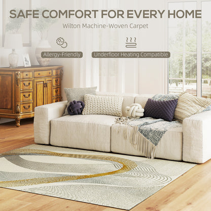 Modern Area Rug, Machine Washable Rug, Allergy-Friendly Floor Carpet for Living Room, Bedroom, Dining Room, Home Office