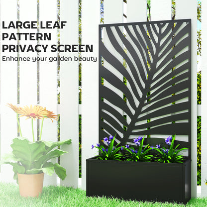 Metal Garden Bed for Garden with Trellis, Wall Mounted or Freestanding Raised Planter with Privacy Screen