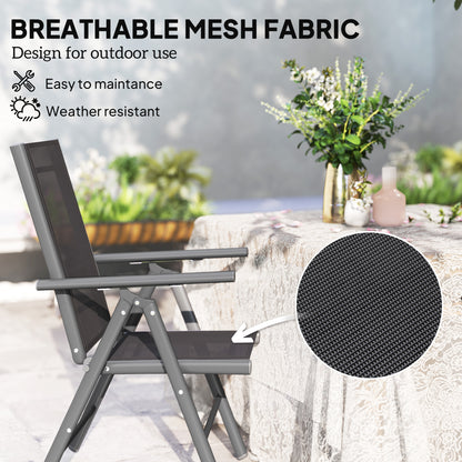 Set of 2 Folding Garden Chairs, Aluminium Frame Outdoor Dining Chairs with Breathable Mesh Back and Seat