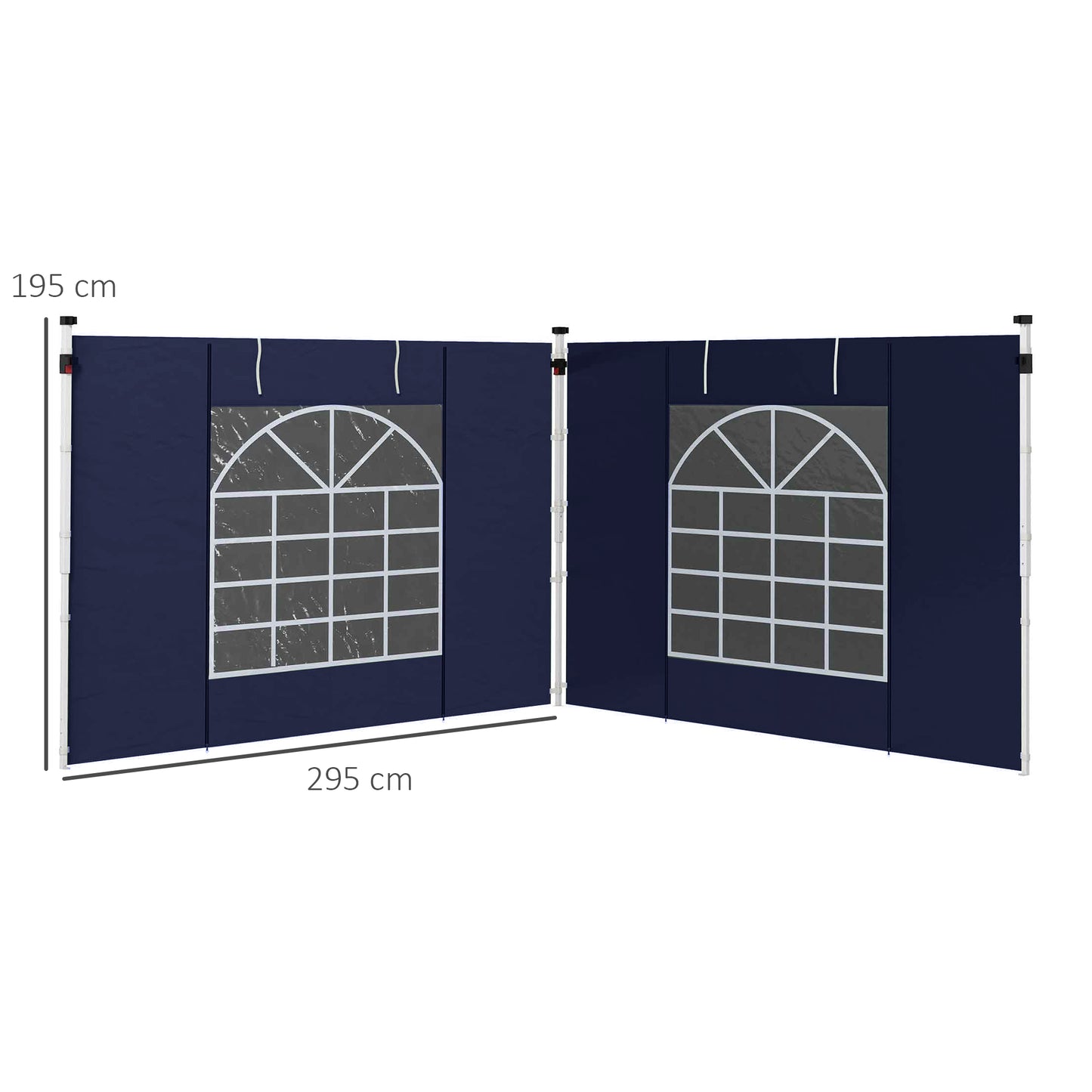 Set of Two 195 x 295cm Replacement Gazebo Side Walls - Blue