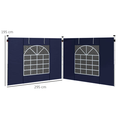 Set of Two 195 x 295cm Replacement Gazebo Side Walls - Blue