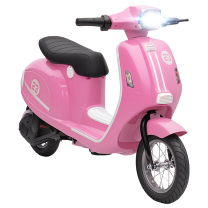 24V Kids Electric Motorbike, Ride on Motorcycle with Manual Throttle, Brakes and LED Lights for Ages 8-12 Years, Pink