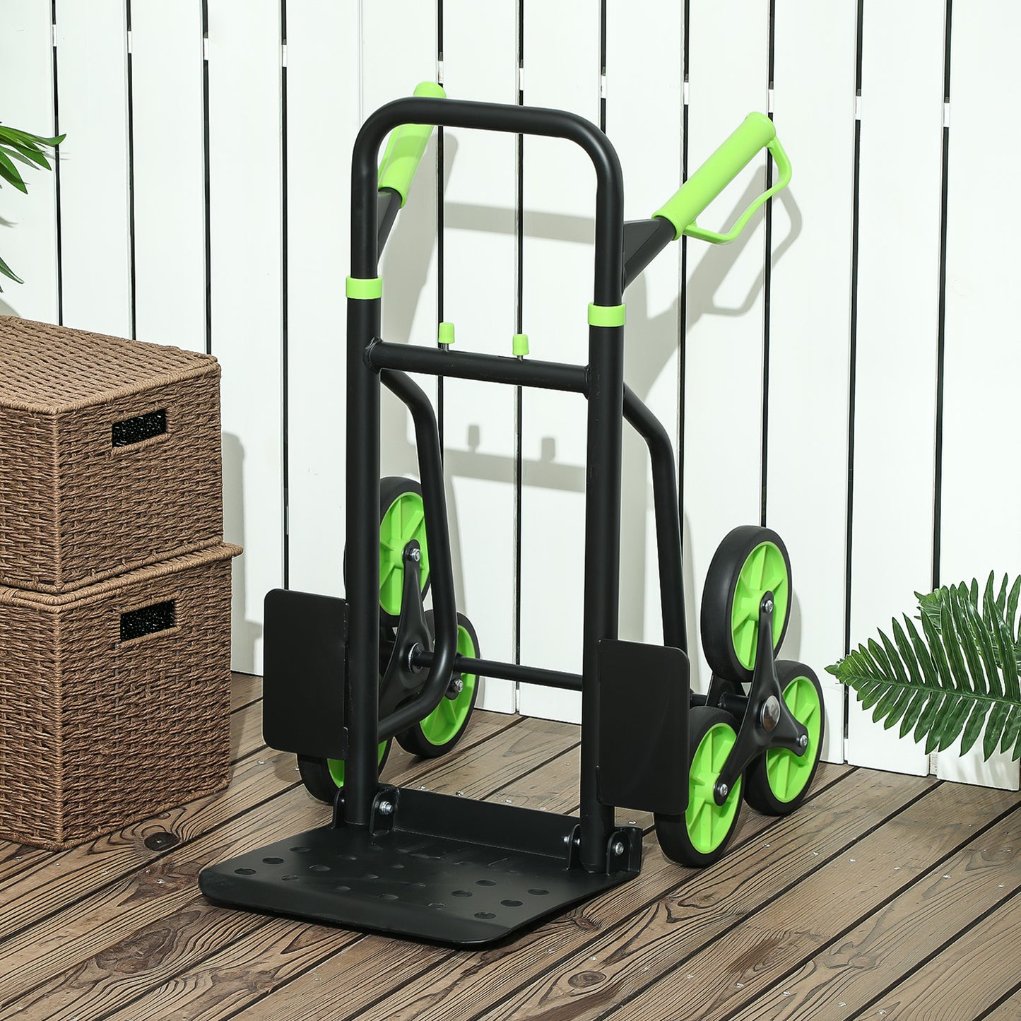 Six-Wheel Folding Sack Barrow Trolley - Black/Green